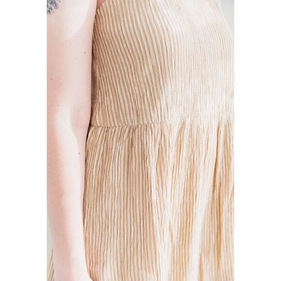 Michaela Greg 100% Linen Tank Dress In Crinkle Stripe Size M $317.00 - Picture 2 of 8